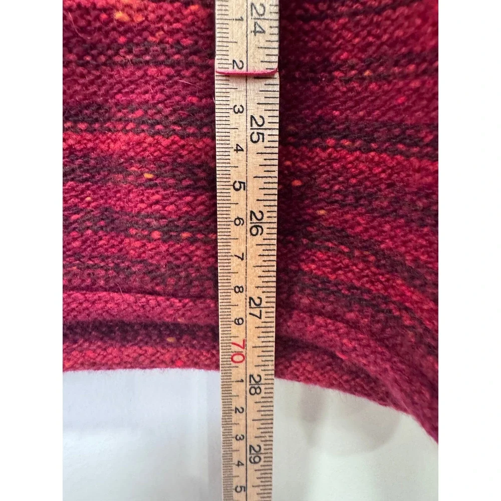 Inis Meain Men Red Cashmere Wool Blend Striped Knit Sweater Size Medium